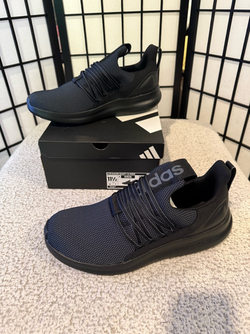 Adidas Lite Racer‎ Adapt 7.0 Wide Black Men’s 11.5 Slip On Sneakers NEW
